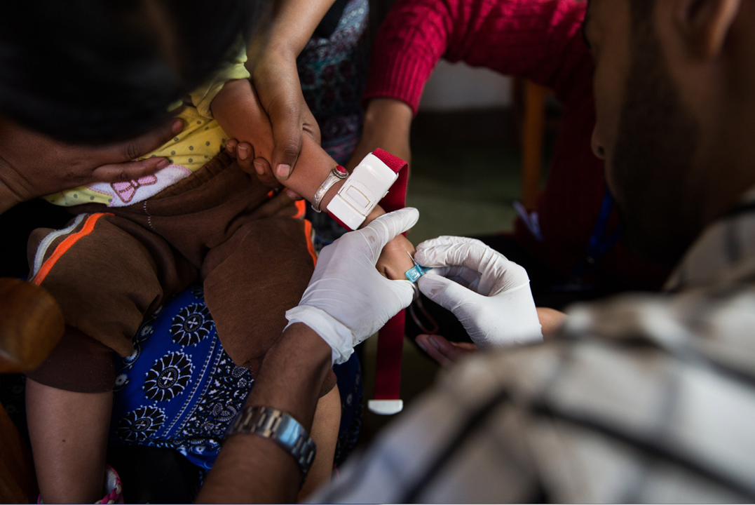 Of the 20,000 children volunteers, a randomly selected group of 1500 children are also part of a sub study which involves four blood tests to check on antibody levels following vaccination.