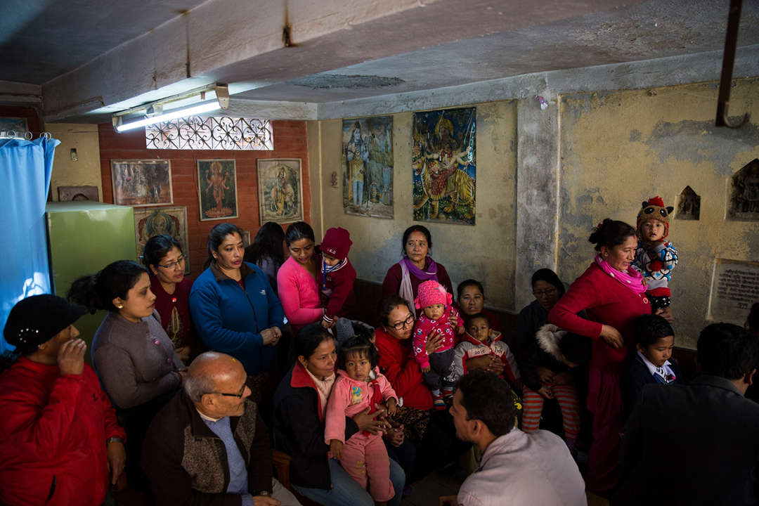 Families eager to participate in the study and have their child vaccinated wait in a clinic during the first day of the trial. Children and adolescents younger than 15 years of age are disproportionately impacted by typhoid.