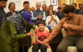 Young boy in Sindh Province, Pakistan, receives TCV at the campaign launch ceremony November 15, 2019.