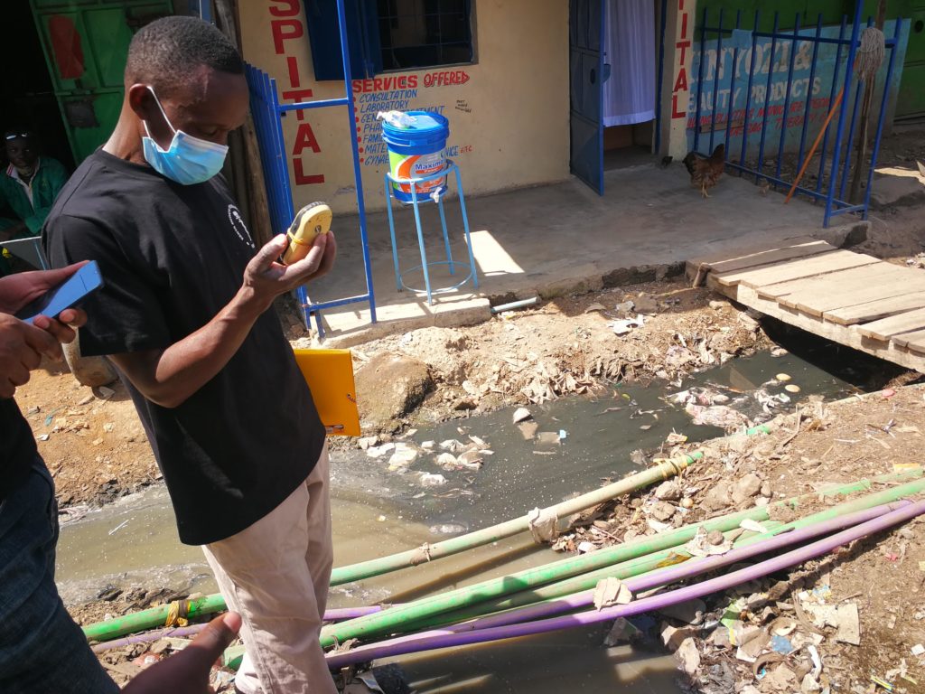 Researchers work at the study site.