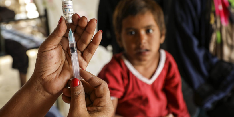 close up of typhoid conjugate vaccine in Pakistan campaign