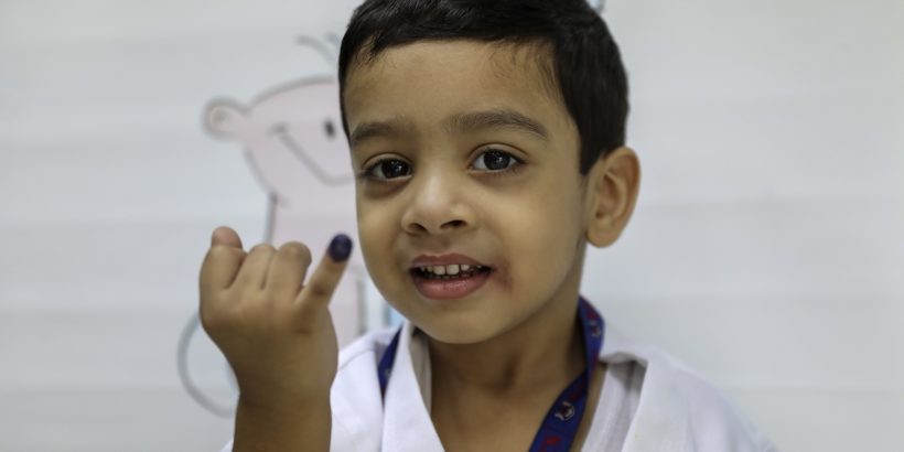 Child received typhoid conjugate vaccine in Sindh province, Pakistan