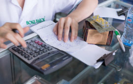 Calculator on a table