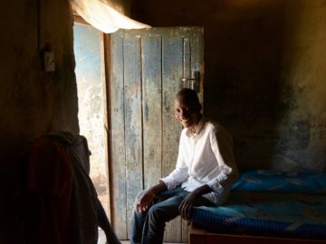 Alubi Black at his home recovering from typhoid