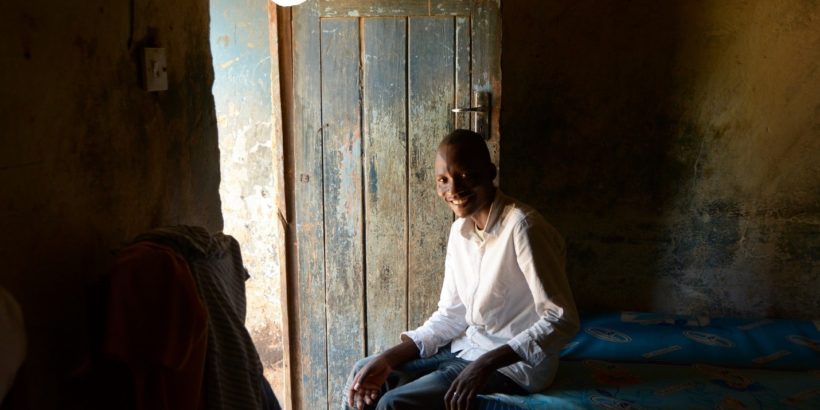 Alubi Black at his home recovering from typhoid