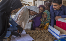 Family with a vaccinator during the drug-resistant typhoid outbreak response campaign