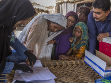 Family with a vaccinator during the drug-resistant typhoid outbreak response campaign