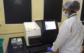 Lab worker sequences typhoid isolates in India.