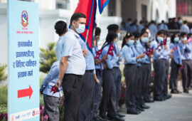 Children get ready to receive TCV during Nepal's introduction