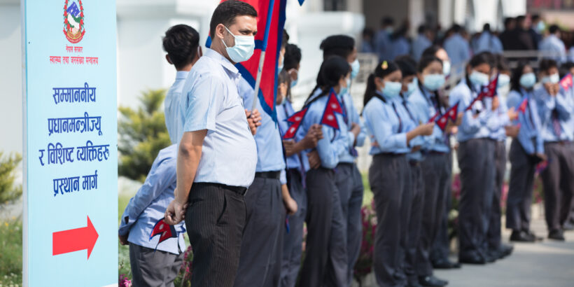 Children get ready to receive TCV during Nepal's introduction