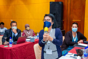 A participant from Lao PDR speaks to the group