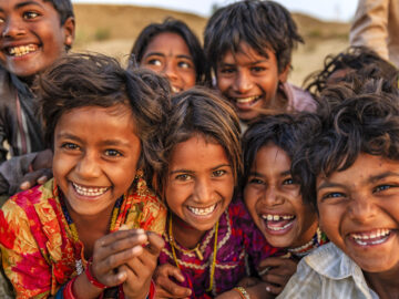 Indian children smiling