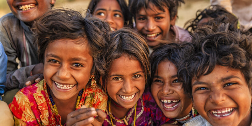 Indian children smiling