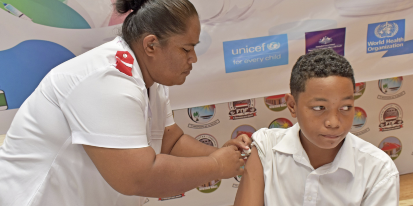 Climate change increases typhoid risk. Tuvalu introduces TCV