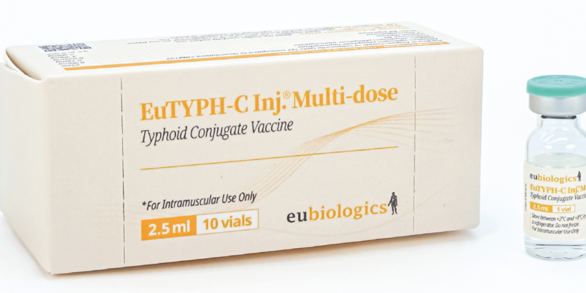 EuTYPH-C Inj.® Multi-dose, manufactured by EuBiologics in the Republic of Korea, is the fifth typhoid conjugate vaccine (TCV) to receive WHO prequalification. Photo: Courtesy EuBiologics Co. Ltd.
